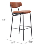 Charon Barstool - Set of 2 Vintage Brown 110260 Zuo Modern