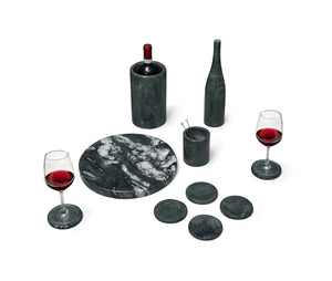 English Elm Green Diamond marble 10-piece luxury dining set — genuine green stone coasters, tray, cooler, vase sculpture W1696P333267