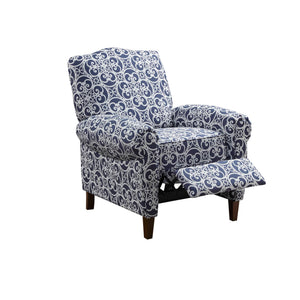 JLA Home Madison Park - Push Fretwork-Patterned Recliner Navy — High Camel Back, Rolled Arms, Solid Wood Legs, Push-Back Comfort MP103-1051