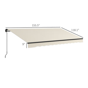 English Elm Outsunny 13' X 10' Retractable Awning - Uv-Resistant Sunshade With Crank, Durable Aluminum Frame & Easy Install W2225P200515-GIGA