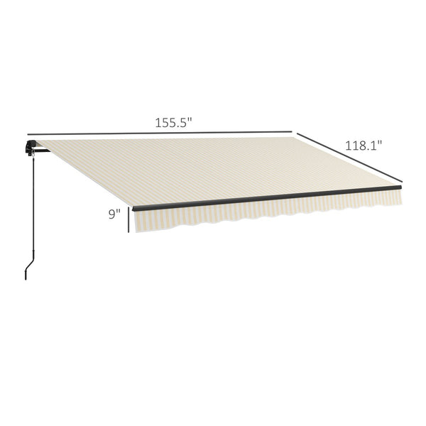 English Elm Outsunny 13' X 10' Retractable Awning - Uv-Resistant Sunshade With Crank, Durable Aluminum Frame & Easy Install W2225P200515-GIGA