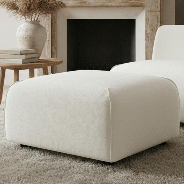 English Elm Plush Square Ottoman with High-density Padding for Living Room Seating and Footrest Use Beige N767P399472B