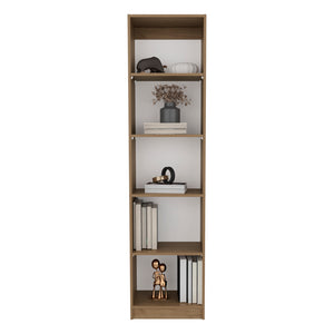 English Elm Verdi Bookcase stylish 4-shelf macadamia & white engineered wood — compact, durable storage solution B092P315586 B092P315586