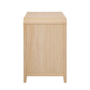 Chantelle Modern Curved Writing Desk with Statement Wood Drawer Pulls Coastal Oak WECHA42OS2CO0 Walker Edison