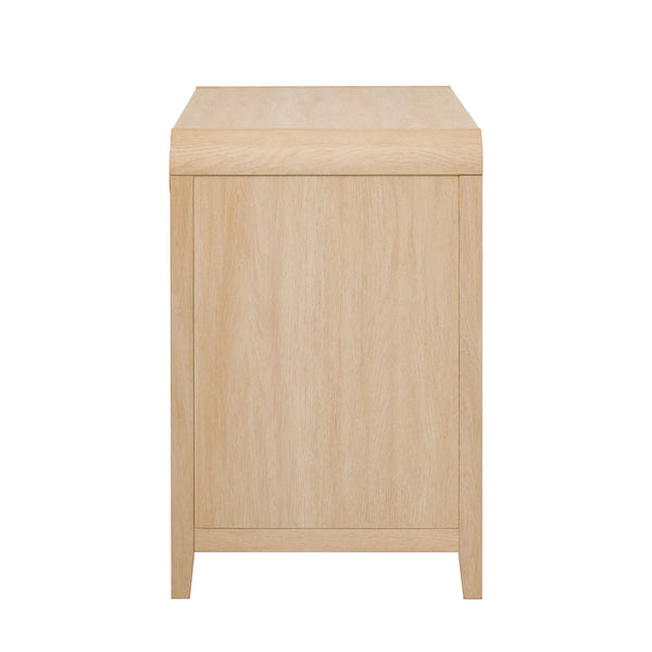 Chantelle Modern Curved Writing Desk with Statement Wood Drawer Pulls Coastal Oak WECHA42OS2CO0 Walker Edison