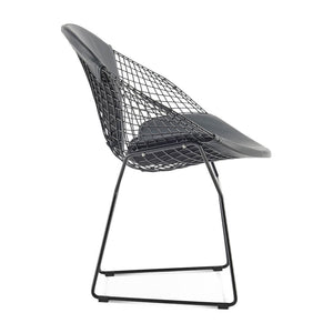 English Elm Diamond Chair Black Frame Modern Iron Wire Design with PU Seat, Multiple Finishes, 28x22x27 Inches B353P366768
