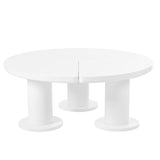 English Elm Φ39.4'' Easy Assembly Round Petal-Shaped Coffee Table, Cream Style Center Table With 3 Thick Legs, Minimalist Irregular End Table With Sleek Round Edges For Living Room, White