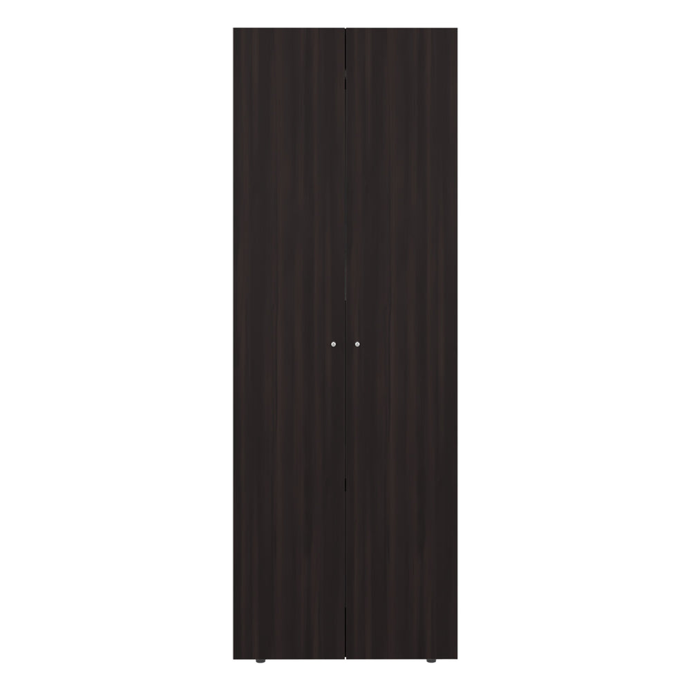 English Elm Home 2 Doors Closet System Armoire with Hanging Rod & Shelf, Stained Walnut Compact Bedroom Organizer B200P350350