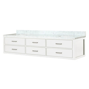 English Elm White Double Vanity 84" W X 22" D With Carrara Marble Top - Elegant Design, Ample Storage & Soft-Close Drawers B2731P258159-GIGA