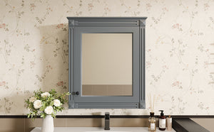 English Elm 24'' 24'' Wall Mounted Bathroom Mirror Cabinet with Adjustable Shelves, Space-Saving Modern Storage Solution Grey N710P195492E