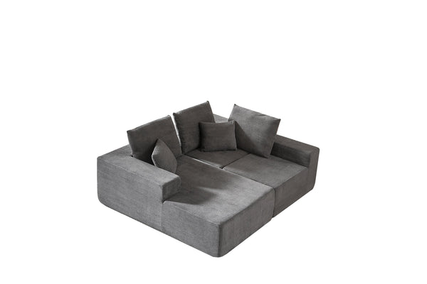 English Elm Modular Sectional Sofa - Modern L-Shaped Cloud Couch, No Assembly, Soft Corduroy, Versatile Comfort W3434S00002