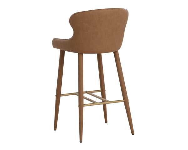 Sunpan Evora Barstool - Sleek Minimalist Design In Elegant Faux Leather With Stylish Metal Upholstered Legs Brown Faux Leather 112210
