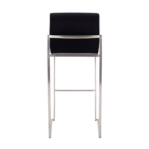 English Elm Fuji High Back Barstool Set Of 2 In Luxurious Black Velvet & Sleek Stainless Steel Frame For Modern Style B202P222194