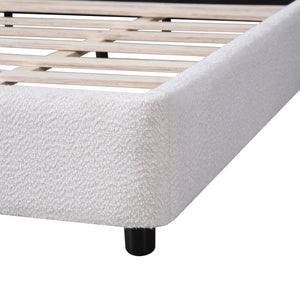 English Elm Christopher Knight Home® - King Size Bed Frame With Chic Boucle Upholstered Round Headboard For Modern Bedroom Elegance N757K327030W