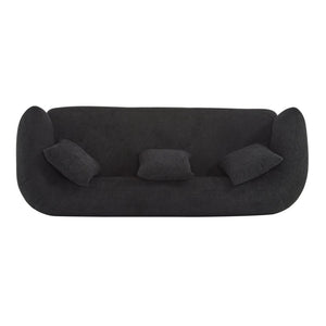English Elm Round Arm Curved Sofa Plush Upholstered Mid-century Living Room Lounge Seating Black N771P270523H