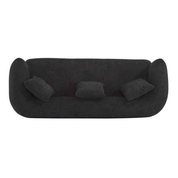 English Elm Round Arm Curved Sofa Plush Upholstered Mid-century Living Room Lounge Seating Black N771P270523H