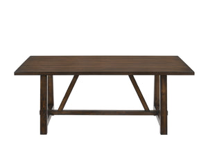English Elm Kaelyn Dark Oak Rectangular Dining Table with Trestle Base, Rubberwood & Oak Veneer, 100lb Limit B2726P359112
