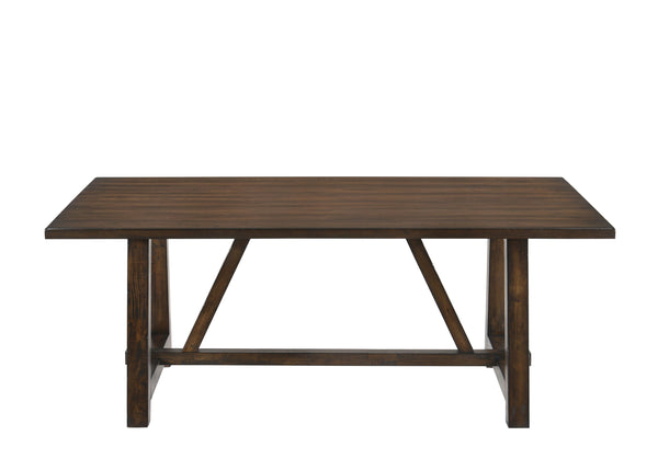 English Elm Kaelyn Dark Oak Rectangular Dining Table with Trestle Base, Rubberwood & Oak Veneer, 100lb Limit B2726P359112