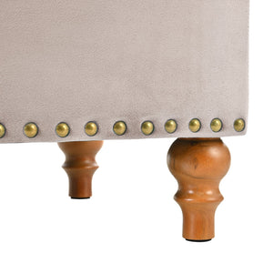 English Elm Square Velvet Ottoman with Storage, Cream Upholstery, Child-Safe Hinge, Rivet Trim, Solid Wood Feet, Compact Comfort Pink W2941P242273