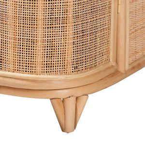 English Elm Bohemian Rattan Woven Storage Cabinet with Tapered Feet for Living Room or Entryway B2750P467730