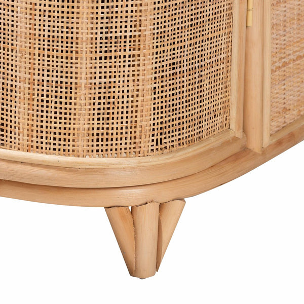 English Elm Bohemian Rattan Woven Storage Cabinet with Tapered Feet for Living Room or Entryway B2750P467730