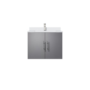 English Elm Dark Grey Bath Vanity With White Quartz Top & Faucet Set - Modern, Compact Design For Small Spaces B2731P258556