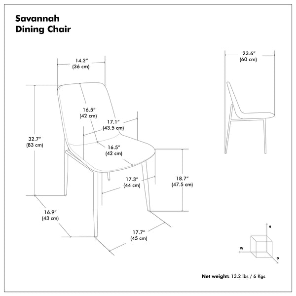 English Elm Savannah Grey Fabric Dining Chairs Set of 2 — Ergonomic Padded Seats, Sleek Black Metal Legs, Compact Durable Design B136P266920