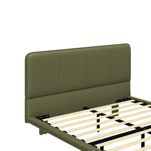 English Elm Christopher Knight Home® - Floating Bed Frame Modern PU Leather Platform Full Size with Under-Bed LED Lights, Durable, Easy Assemble Green 56.5 L x 21 W x 7 H N761P206085G