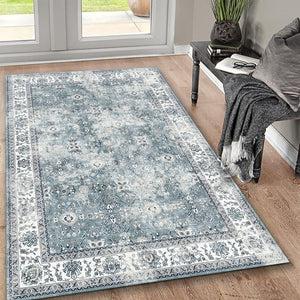 English Elm TOUCAN Silver 5'x7' Washable Non-Slip Area Rug – Low Pile, Durable, Foldable, Kid & Pet Friendly B186P261398