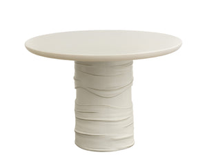 Sunpan Alanya Dining Table - Opulent Cream Concrete Design with Hand Painted Brass Accents for Elegance Round - 44W x 44D x 30H