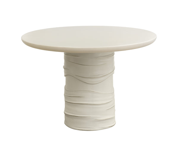 Sunpan Alanya Dining Table - Opulent Cream Concrete Design with Hand Painted Brass Accents for Elegance Round - 44W x 44D x 30H