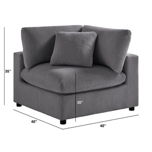 English Elm Chelsea Corner Wedge Chair - Modern Charcoal Corduroy With Plush Comfort & Removable Covers B050P404286