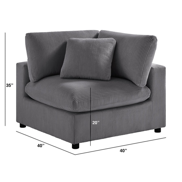 English Elm Chelsea Corner Wedge Chair - Modern Charcoal Corduroy With Plush Comfort & Removable Covers B050P404286