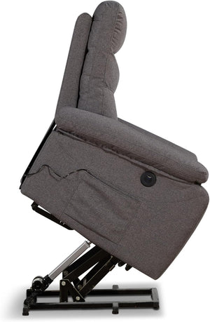 English Elm Contemporary Grey Fabric Lift Chair Recliner with Electric Lift, Ergonomic Support & Side Pockets B347P339643