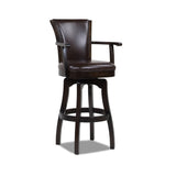 English Elm Williams 31In Swivel Bar Stool With Armrests, Vintage Brown Faux Leather