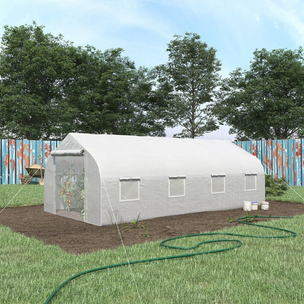 English Elm Outsunny 20' X 10' Walk-In Tunnel Greenhouse - Durable Steel Frame, Mesh Windows & Zipper Door W2225P217788-GIGA