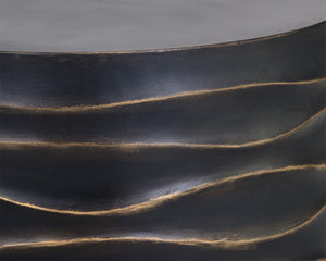 Sunpan Corey Round Coffee Table - Handcrafted Concrete with Brass Accents for Stylish Indoor & Outdoor Spaces Small - 23.5W x 23.5D x 16H