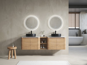 English Elm 72'' Wall-Mounted Bathroom Vanity With Elegant Ceramic Sink, Soft-Close Doors & Ample Storage Space W999S00417