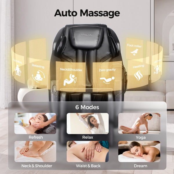 English Elm Massage Recliner Sl Track Full Body Airbag Zero Gravity Chair with Bluetooth Speaker W73063480