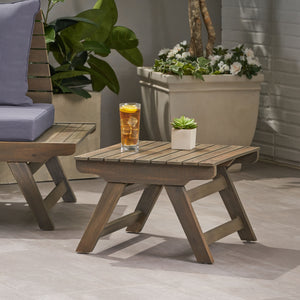 English Elm Christopher Knight Home® - SEDONA Acacia Wood Side Table with Open Slat Top for Outdoor Living Durable Weather-Resistant Accent Grey 23.75 L x 23.75 W x 7.25 H 63747.00DGRY
