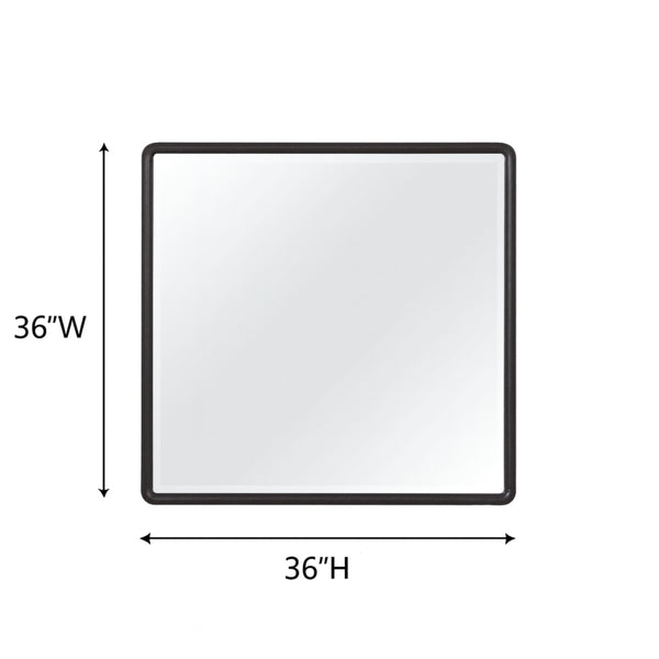 English Elm Small Mirror Elm Veneer Frame in Peppercorn Finish — Rounded Corners, Durable Glass, Modern Accent Mirror for Walls Black 40 L x 40.5 W x 4.25 H B2699P402556