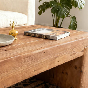 English Elm Coffee Table Solid Wood Low Profile Design for Modern Farmhouse Living Rooms W3306P408786