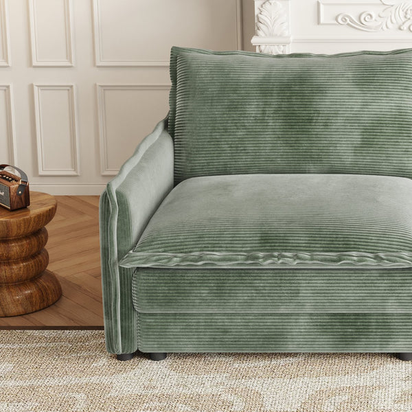 English Elm Corduroy 3-Seater Oversized Cloud Couch With Movable Footrests For Custom Living Room Comfort W834S00425