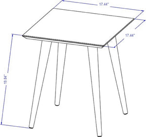 English Elm Utopia Lacquered 17" Square End Table with Solid Wood Splayed Legs, Sleek Durable Accent Piece Off White B365P398486