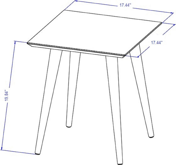 English Elm Utopia Lacquered 17" Square End Table with Solid Wood Splayed Legs, Sleek Durable Accent Piece Off White B365P398486