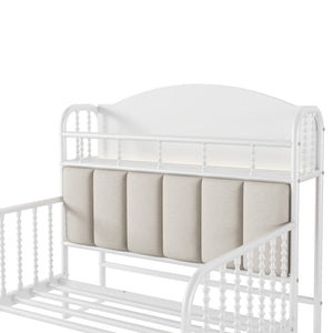 English Elm Twin Solid Wood Platform Bed with Guardrail for Kids, Low-Profile Sturdy Pine Frame, Safe Sleep Solution White 43.7 L x 16.93 W x 9.65 H W2593P337432
