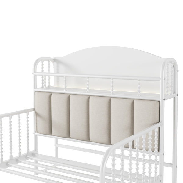 English Elm Twin Solid Wood Platform Bed with Guardrail for Kids, Low-Profile Sturdy Pine Frame, Safe Sleep Solution White 43.7 L x 16.93 W x 9.65 H W2593P337432