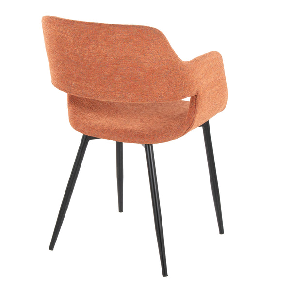 English Elm Margarite Contemporary Dining Chairs Set Of 2 - Stylish Orange Fabric & Black Metal For Modern Homes B202S01267