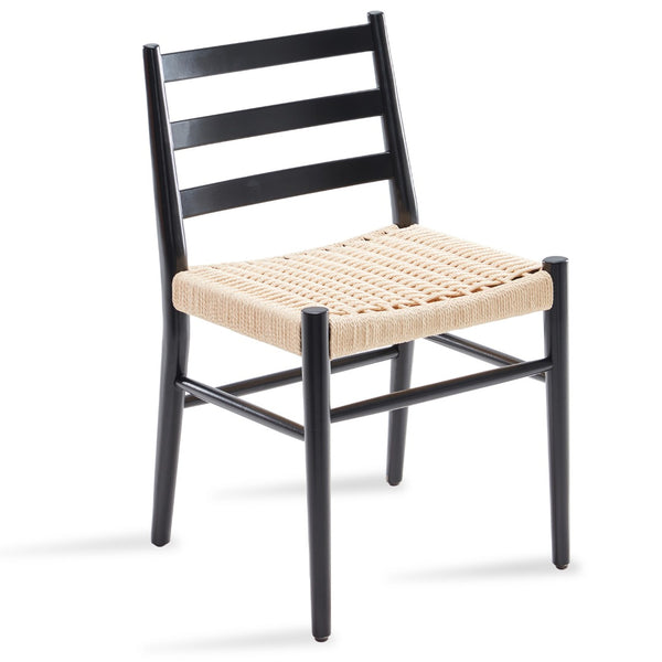 English Elm Dining Chairs with Handwoven Rope Seats and Iron Frame Mid Century Modern Set of 2 Beige,Black T3623P431448