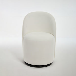 English Elm Set Velvet Swivel Barrel Accent Chair Mid Century Ergonomic Seat for Dining Vanity Cream W3244P308280